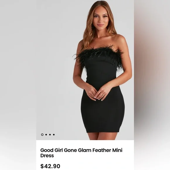 Windsor | Dresses | Brand New Never Worn Black Feather Mini Dress | Poshmark